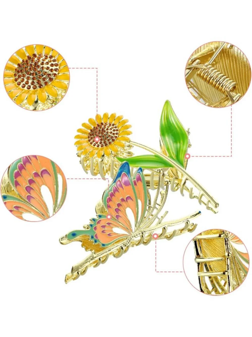 Sparkly Butterfly & Tulip Metal Hair Clips - 11PCS Non-Slip Claw Clips for All
